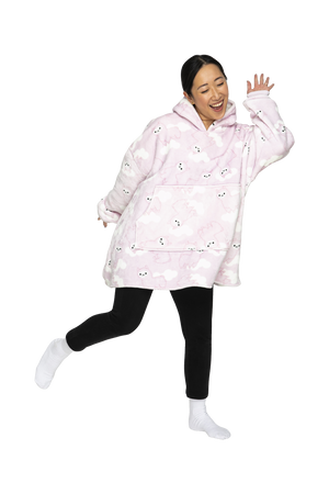 Adult Giant Hoodie Llama Face Light Pink