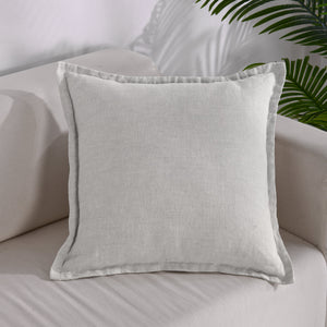 ARDENNE Washed French Linen Cushion with Oxford Edge - Dove Grey
