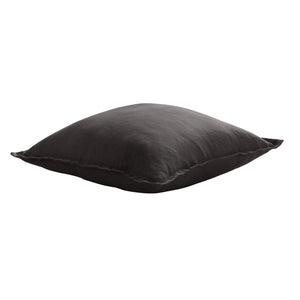 ARDENNE Washed French Linen Cushion with Oxford Edge - Charcoal
