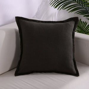 ARDENNE Washed French Linen Cushion with Oxford Edge - Charcoal
