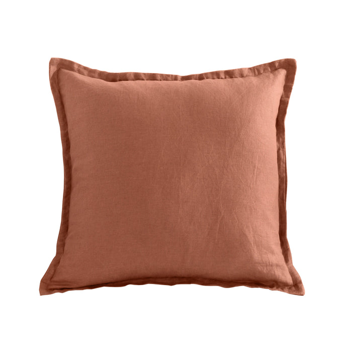 ARDENNE Washed French Linen Cushion with Oxford Edge - Pinky Clay