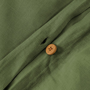 Vintage Washed Hemp Linen Quilt Cover Set Olive