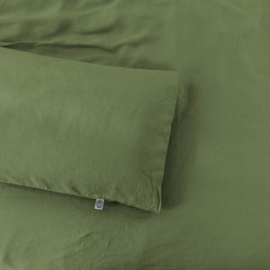 Vintage Washed Hemp Linen Quilt Cover Set Olive