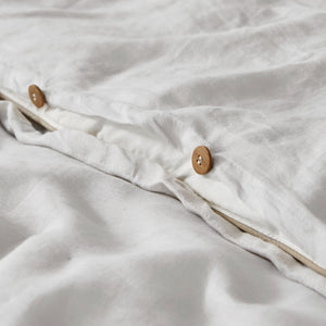 100% European Flax Linen Quilt Cover Set Dove Grey