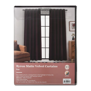 Byron Matte Velvet 100% Blockout Eyelet Curtains Twin Pack Aubergine