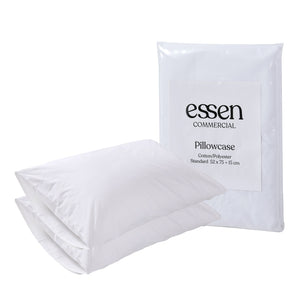 Commercial Standard Pillowcase White Cotton-Polyester Blend 51x56cm Twin Pack
