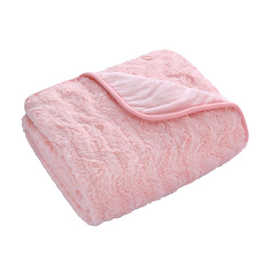 500Gsm Faux Fur Heated Throw Pink