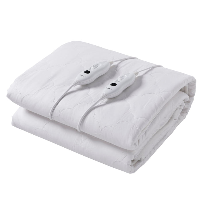 100% Cotton Quilt Electric Blanket White