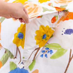 Lily Orange 100% Cotton Quilt Cover Set