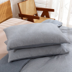 Reversible Cotton Waffle Jersey Knit Quilt Cover Set Charcoal