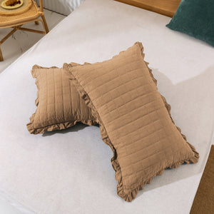 Premium Quilted Sandwash Quilt Cover Set Queen Bed Rust