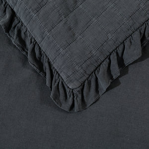 Premium Quilted Sandwash Quilt Cover Set Queen Bed Charcoal