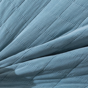 Premium Quilted Sandwash Quilt Cover Set Queen Bed Dusty Blue