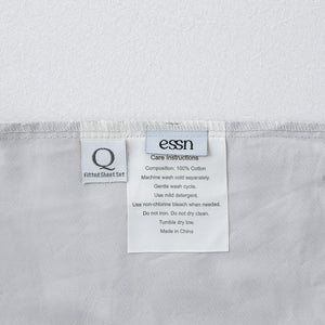 500TC Cotton Sateen Fitted Sheet Set Silver