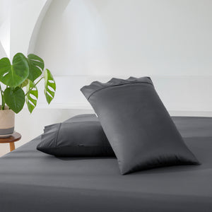 500TC Cotton Sateen Fitted Sheet Set Charcoal