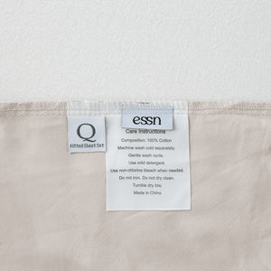 500TC Cotton Sateen Fitted Sheet Set Stone