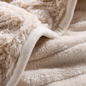 Luxury Faux Fur Heated Throw Natural