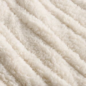 Reversible Sherpa & Coral Fleece Heated Throw Cream
