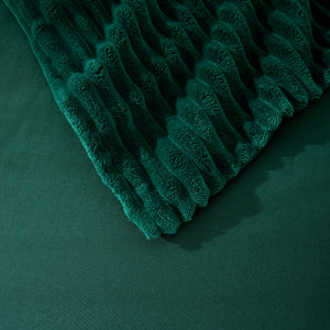 Embossed Teddy Fleece Quilt Cover Set Emerald