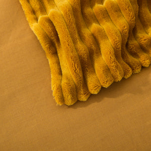 Embossed Teddy Fleece Quilt Cover Set Mustard