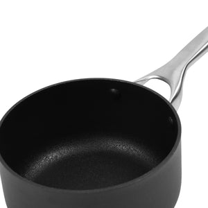 Meteore Non-Stick Saucepan with Flat Lid Black with Silver Handle